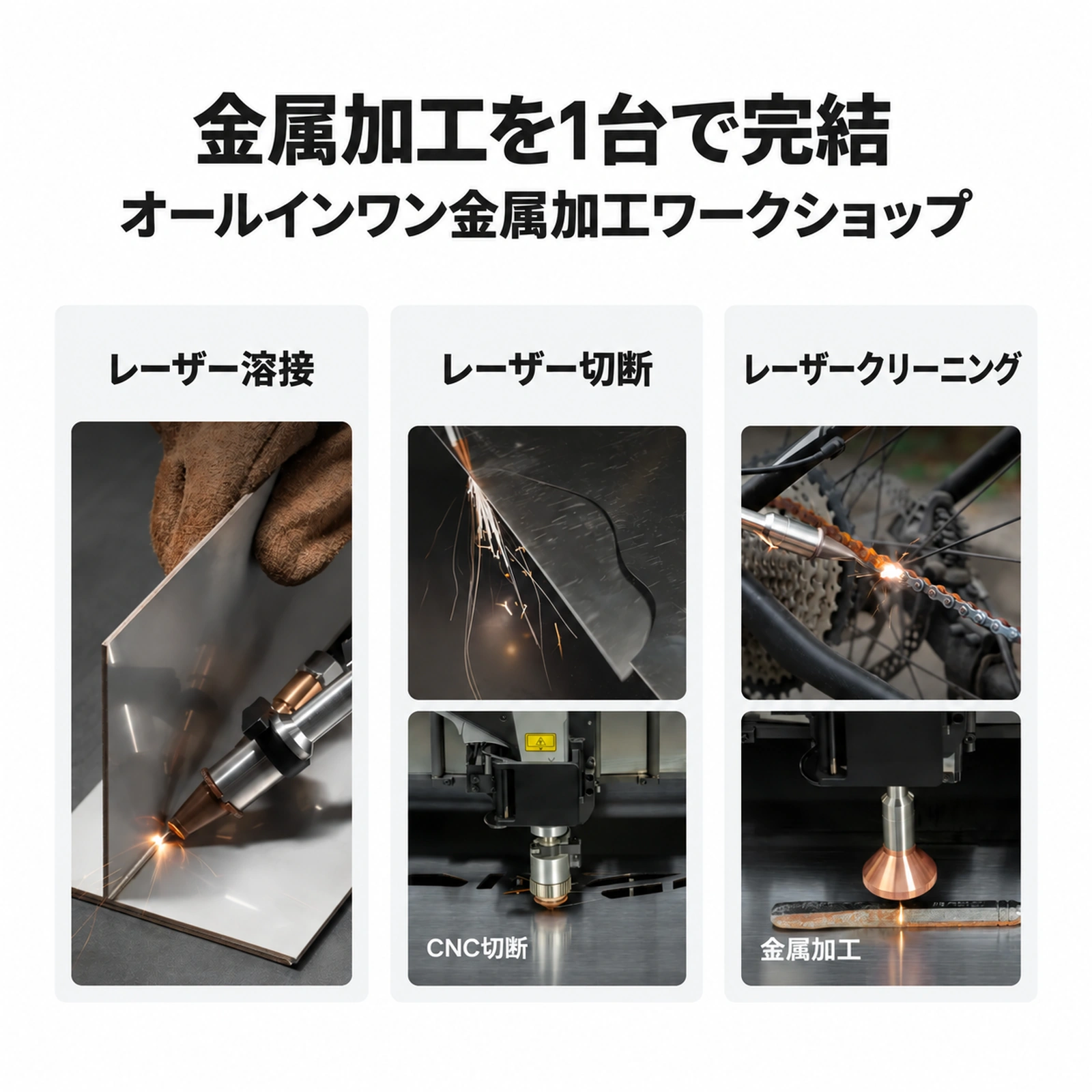 溶接・切断・クリーニングの3つの加工