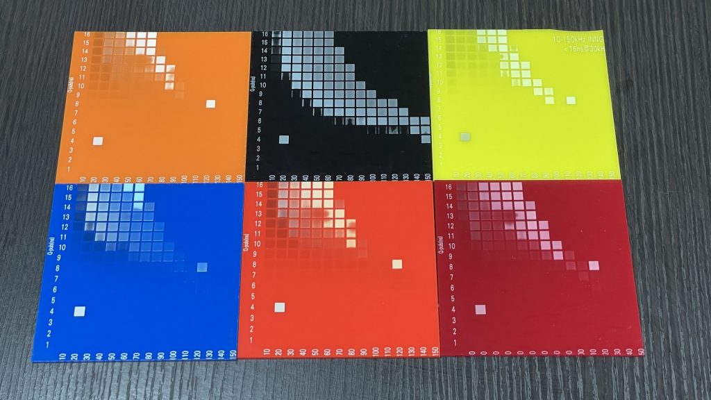 UVレーザーで各種プラスチックマーキングテスト